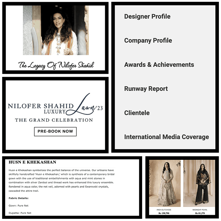 Nilofer Shahid website layout