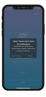 Diaro app screen